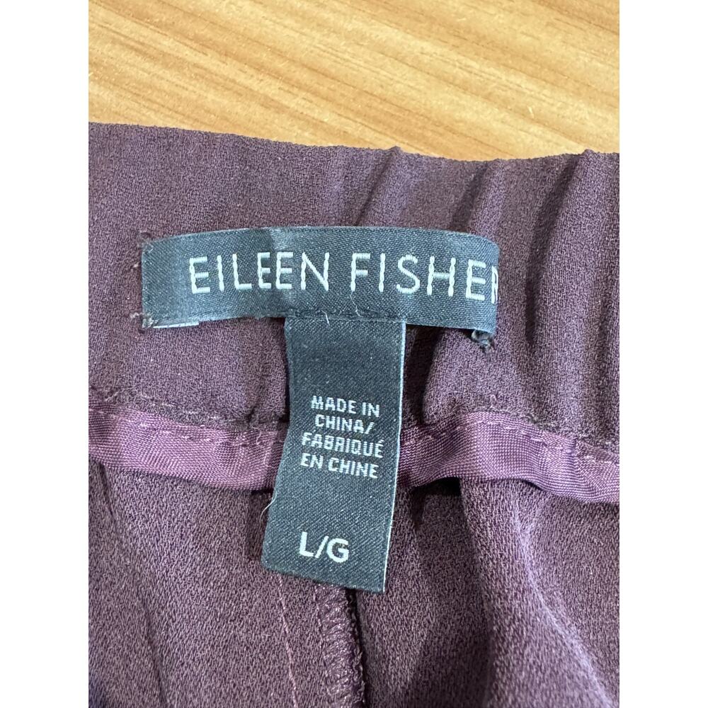 Eileen Fisher Cassis Brown Silk Georgette Crepe Tapered Pants Sz L - Picture 4 of 4